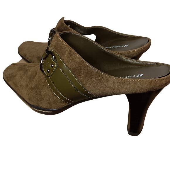 Naturalizer Womens Suede Leather Mule 10M Olive Green Bantam Heeled - Picture 2 of 10
